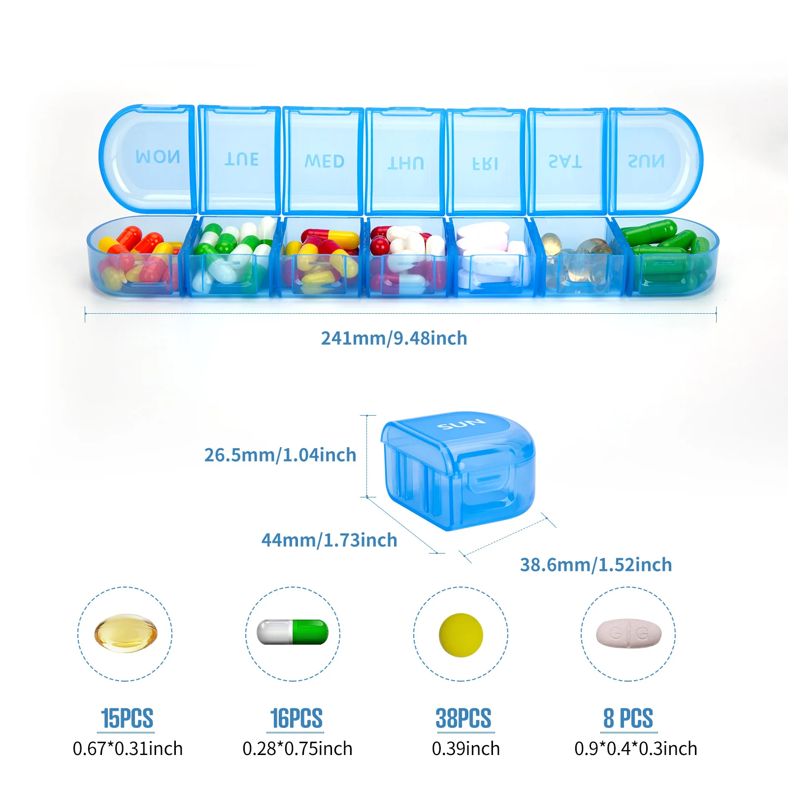 1pc Weekly7-Day Pill Organizer, Vitamin Case, Medium Compartments, Morning Afternoon Medicine Box Pill Storage Color May Vary,