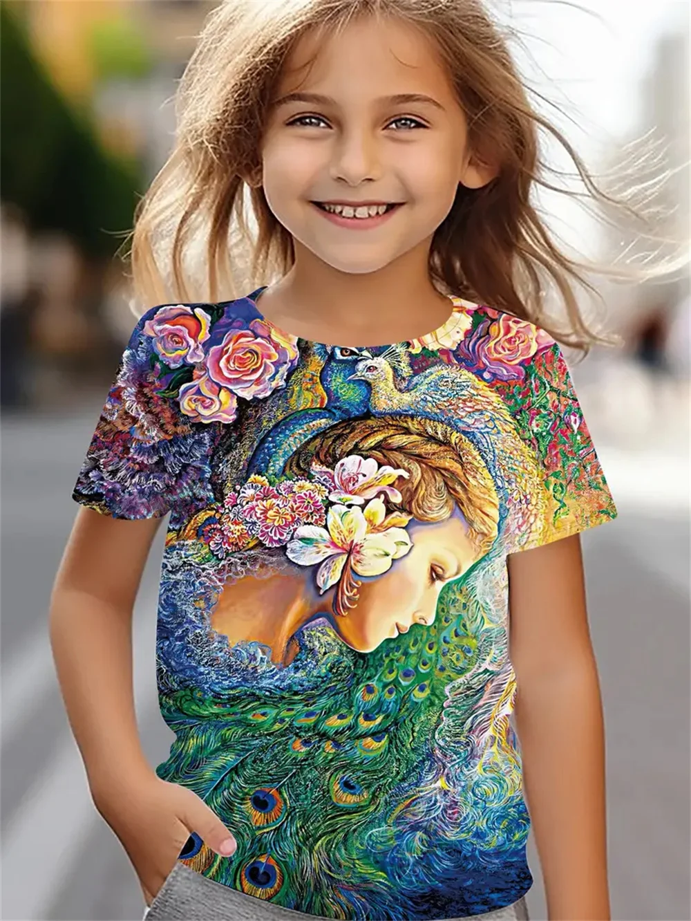 Camisetas divertidas y sencillas para uso diario para niñas, Toptee de manga corta con estampado 3d, ropa para niñas 2021, camisetas informales de moda