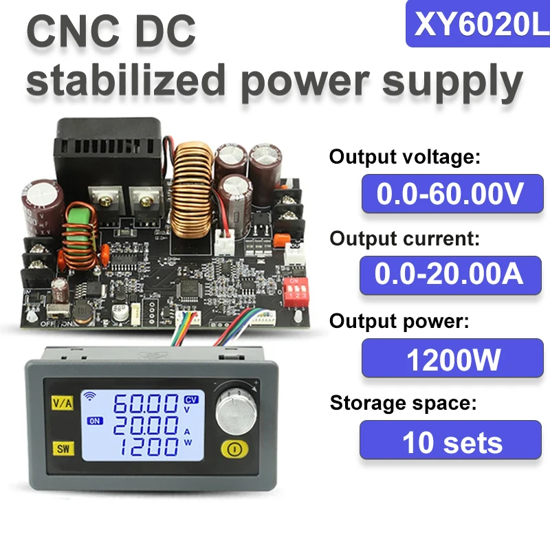 XY6020L CNC Adjustable Direct Current Stabilized Voltage Power Supply 20A/1200WCNC Voltage Regulator  Current Step-Down Module