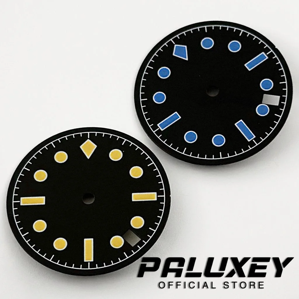 NH35 28,5 мм стерильные Dlai 50-fathoms Запчасти для циферблата часов NH35A 4R35 зеленые светящиеся детали для замены