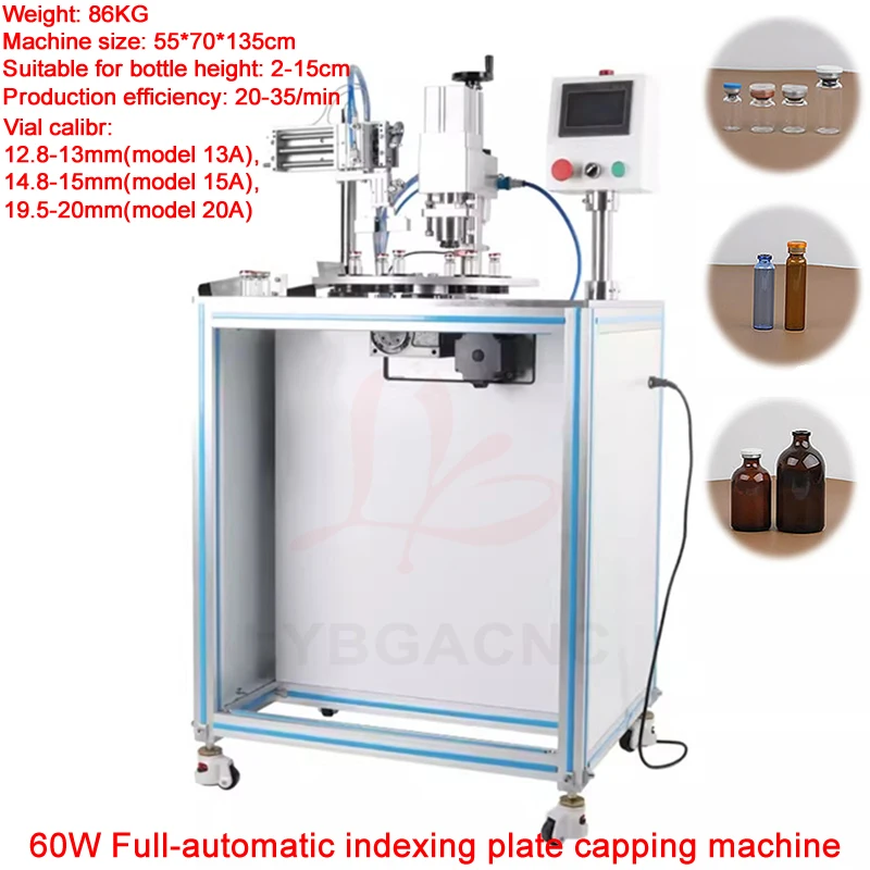 60W Full Automatic Indexing Plate Capping Machine for Vials Pneumatic Capping Machine Sealing Machine Capping Machine