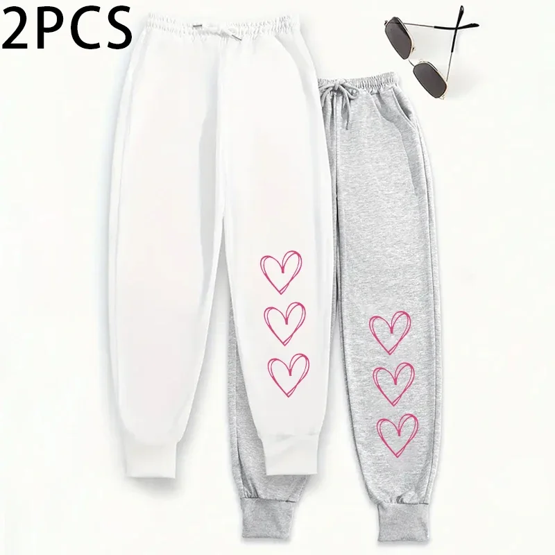 2er-Pack Damen-Jogginghose mit hoher Taille und Komfort-Lounge-Hosen-Set, 2025 Herbst-Winter-Sporthose mit elastischer Taille, 2 Stück