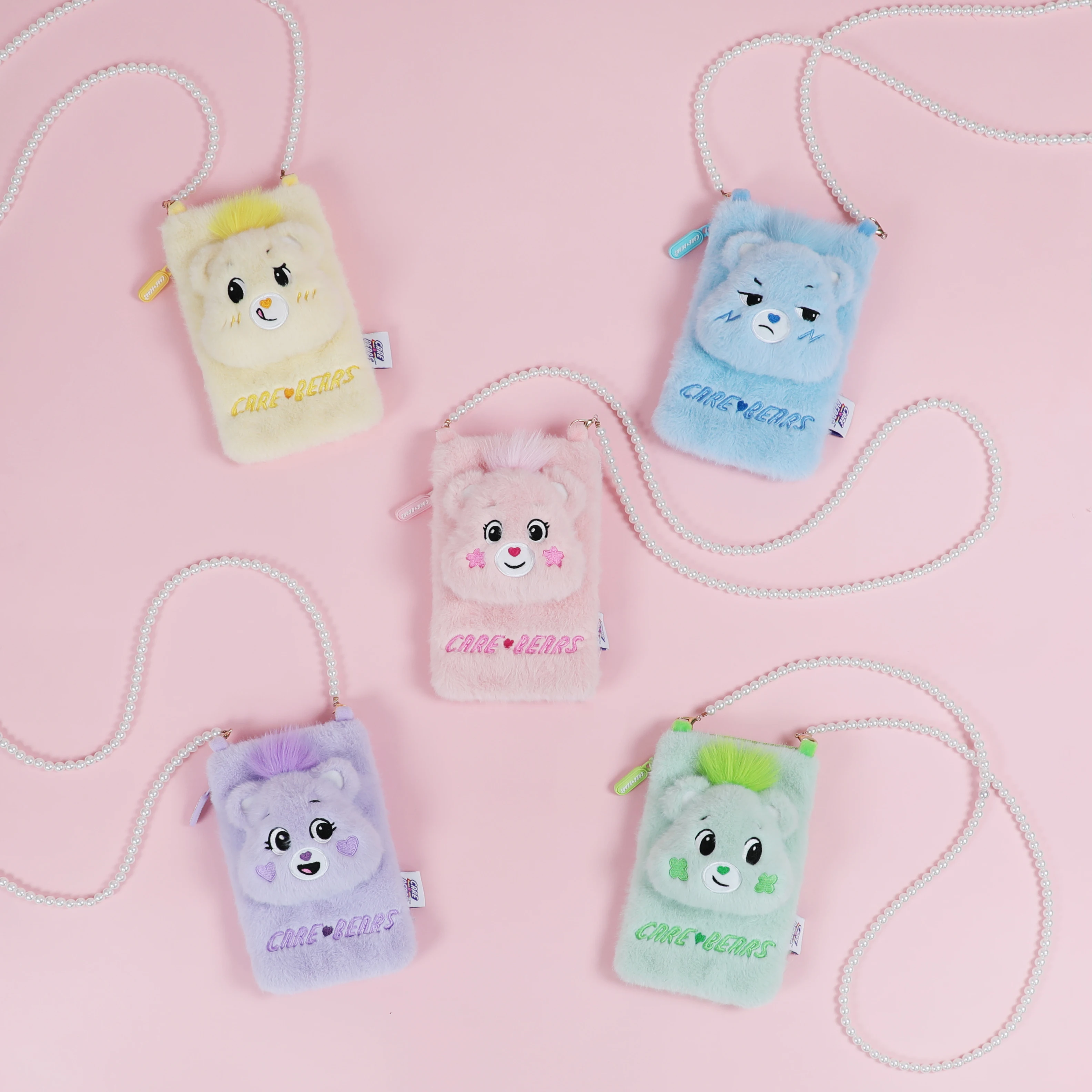 Care Bears-Bolso para teléfono de felpa con dibujos animados, bandolera para muñeca de peluche, monedero para niñas, bolsa de almacenamiento, regalo perfecto para vacaciones