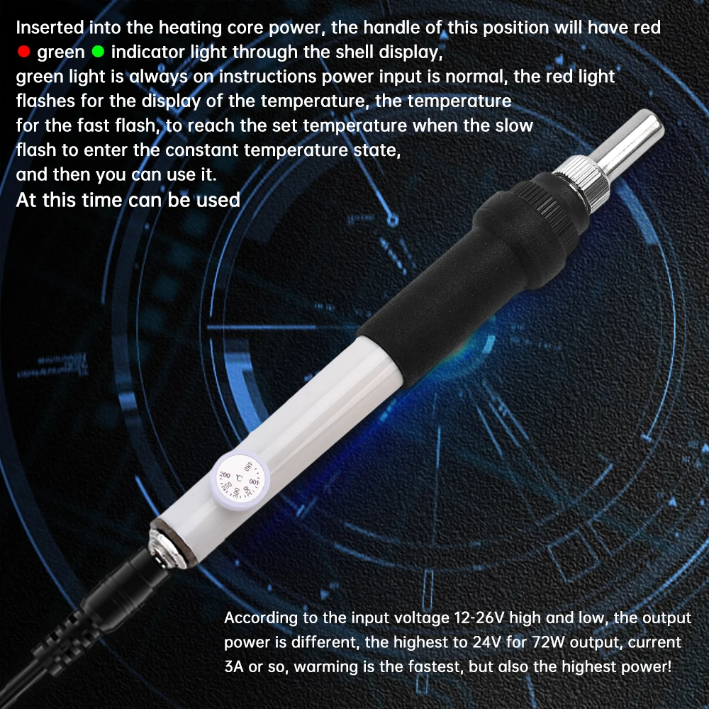 DC12-26V 72W elektryczne lutownice przenośne elektryczne lutownice T12 uchwyt 200-450 ℃   Regulowany interfejs DC 5,5/2,1