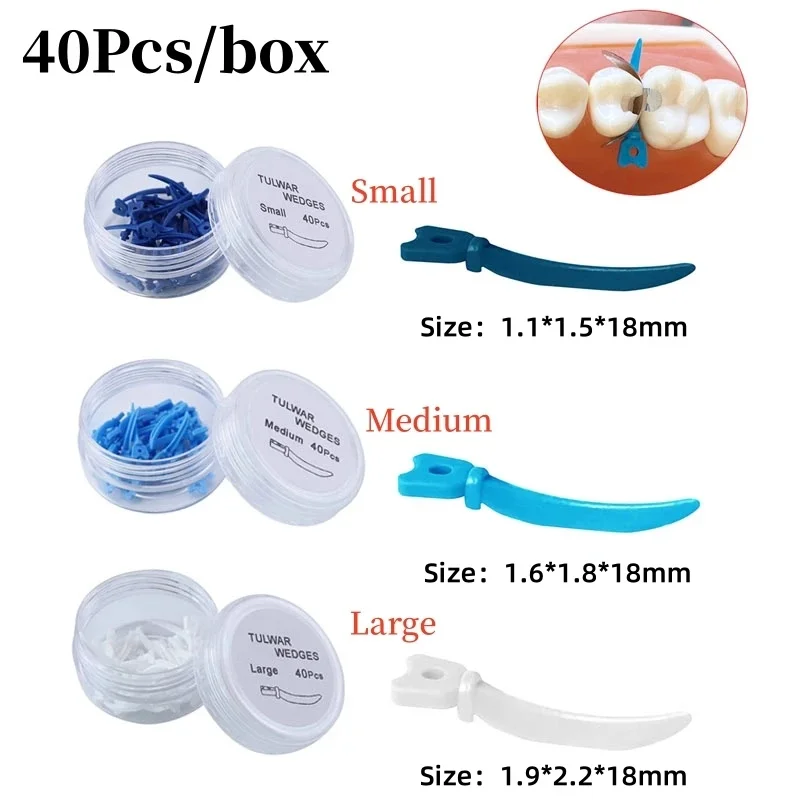 

40 шт., стоматологические клинья, одноразовые клинья для зазора между зубами, секционная матрица, сменный клин с пластиковым отверстием