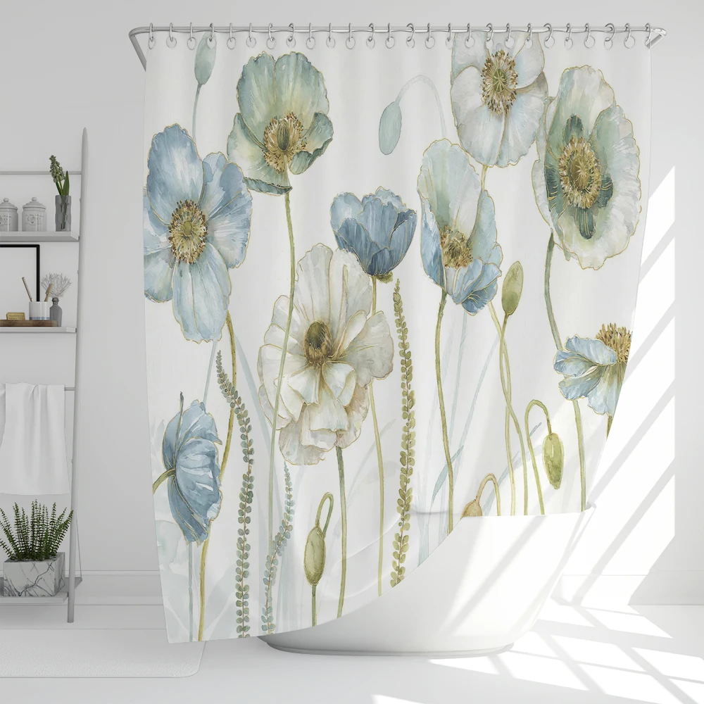

Tropical Greenery Leaf Shower Curtain Flowers Bathroom Curtain Romantic Refreshing Curtain Polyester Waterproof Bathroom Shower