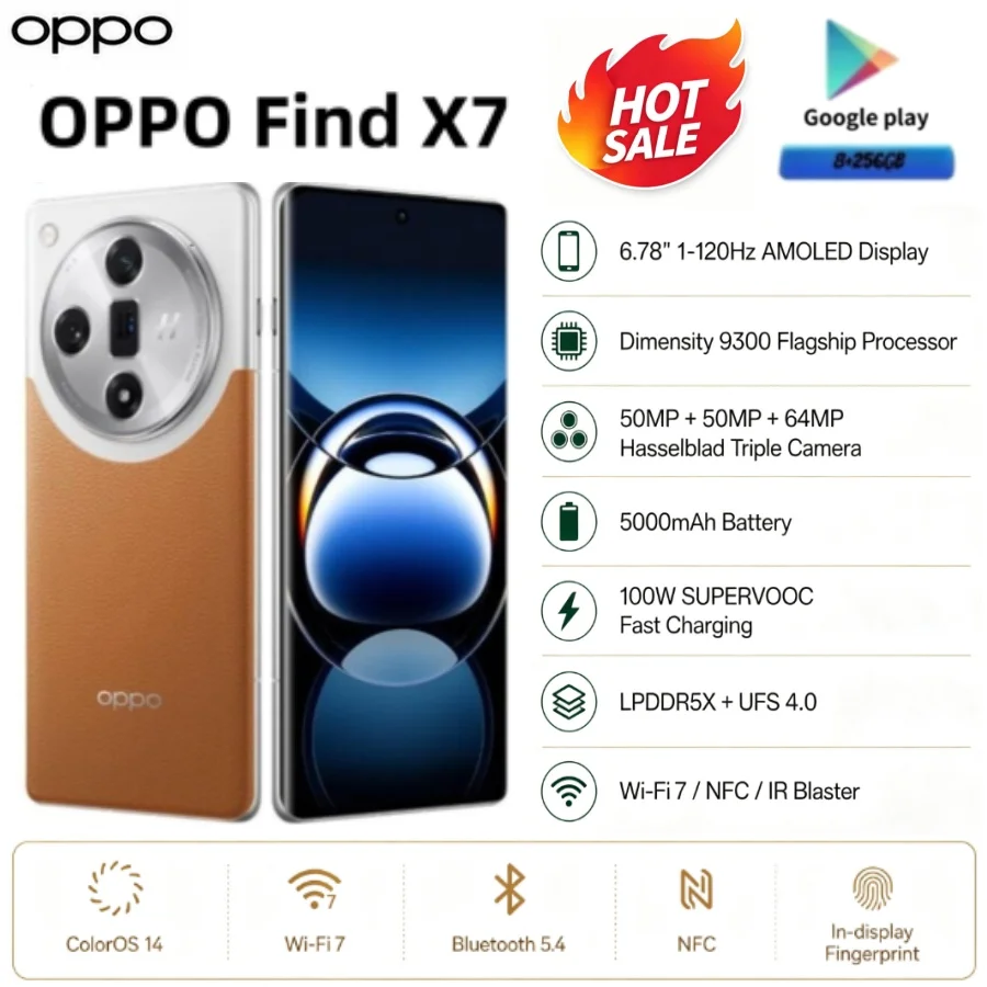 Best‑Selling 2026 OPPO Find X7 5G Flagship Cellphone 6.78‑Inch Screen Dimensity 9300 High‑Performance Chip 50MP AI Camera 100W
