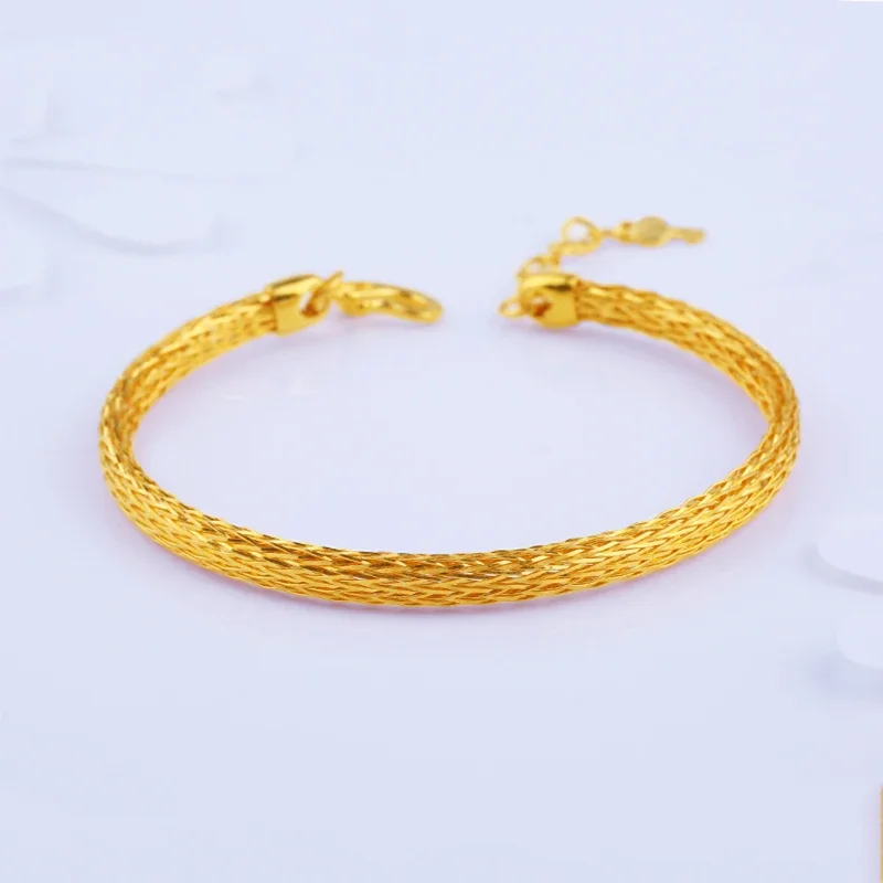 JLZB 24K Pure Gold Bracelet Real 999 Solid Gold Bangle Women Adjustable Simple Fashion Trendy Classic Fine  Hot Sell New 2023