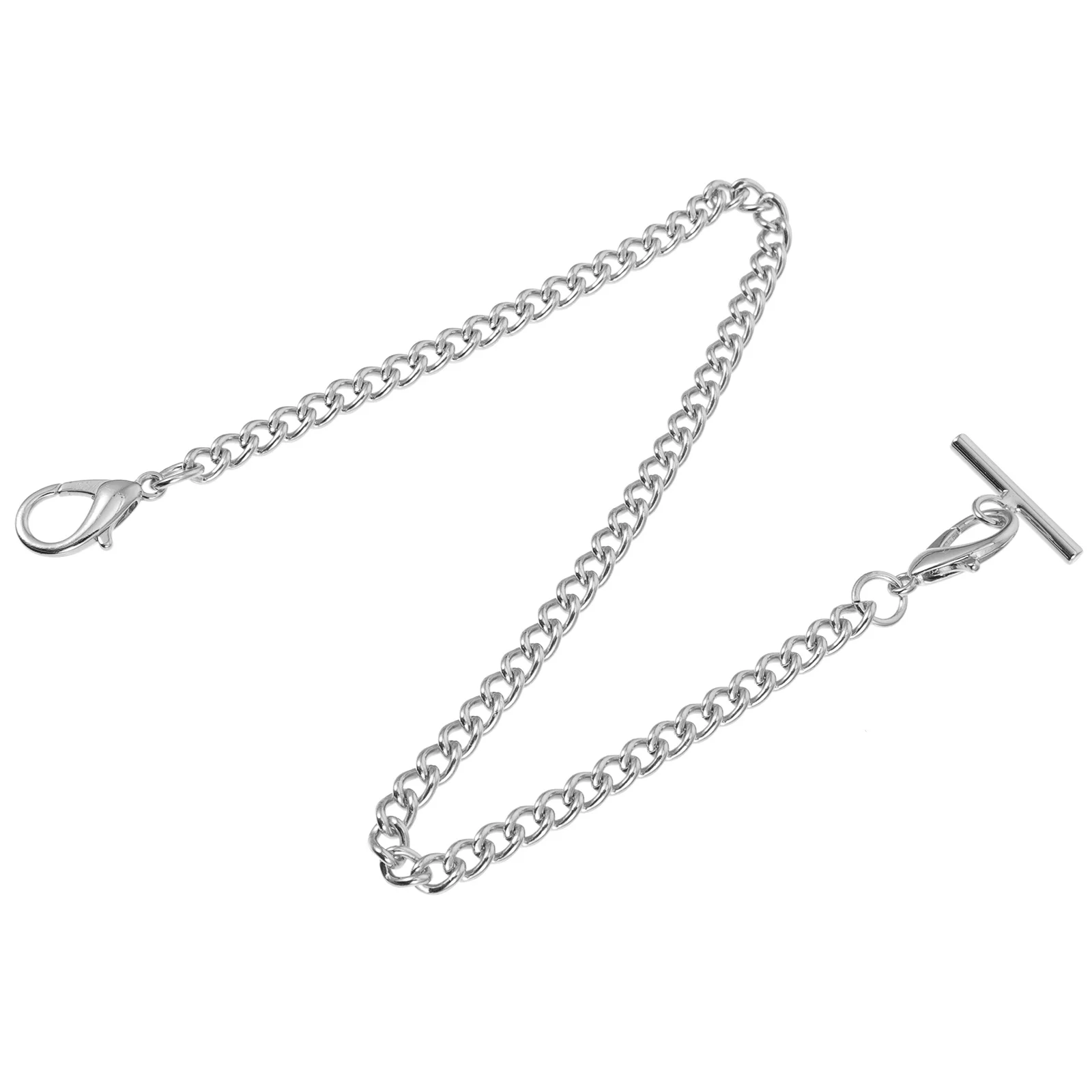 

Pocket Watch Chain T Clasp Metal Vest Decor Jeans Accessory Silver Lobster Clasp Bracelet Man DIY Clothing Hanging