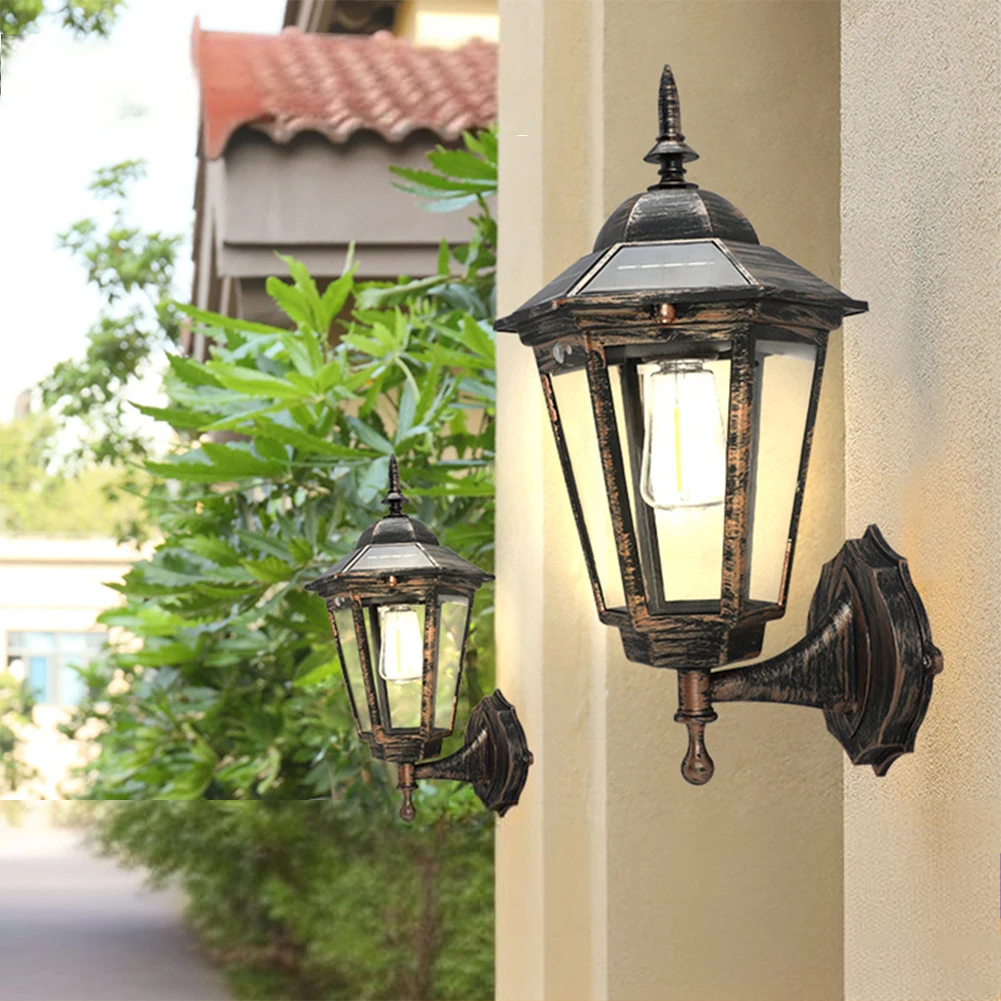 D2 Lanterna a sospensione a fiamma solare Luci per esterni IP65 3 modalità Lampada ad energia solare Luci a parete Recinzione Patio Portico Decorazioni da giardino