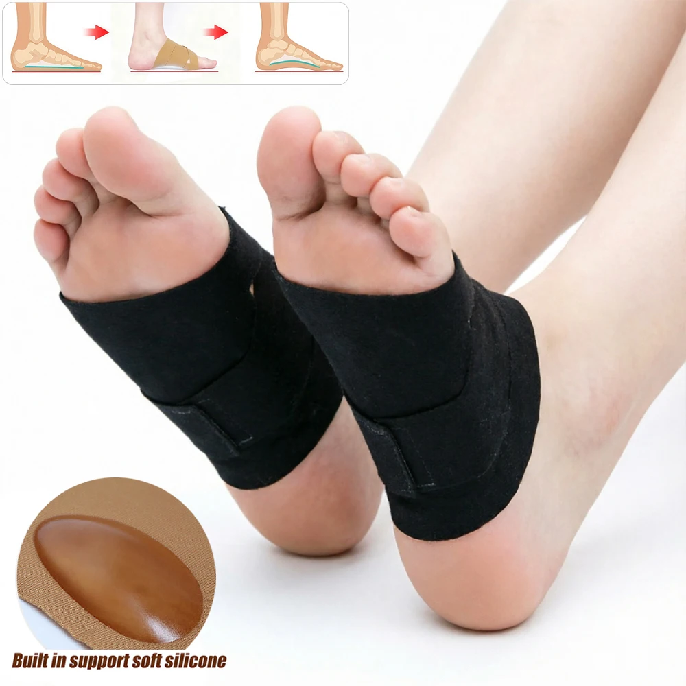 1/2Pcs Arch Support Brace Adjustable Arch Compression Wraps with Gel Pad for Flat Feet High Fallen Arch,Plantar Fasciitis Relief