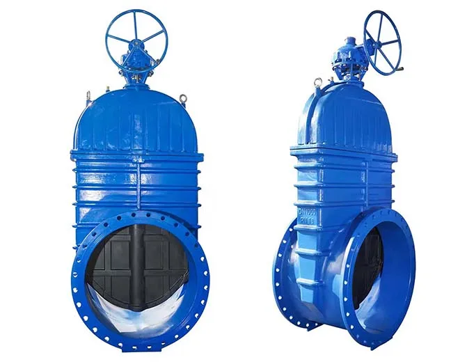 صمام بوابة يدوي DN200 DN1200 مع تروس مشطوف تعمل بقطر كبير وختم ناعم للمياه PN10 وPN16 تصميم مانع للتسرب