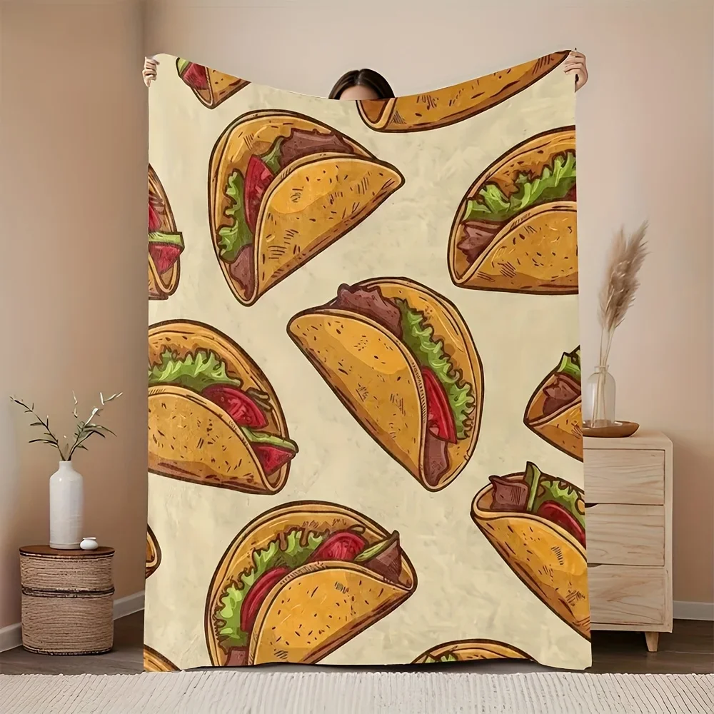 Corn tortilla pattern Flannel printed blanket suitable for all seasons suitable for living room office sofa and travel