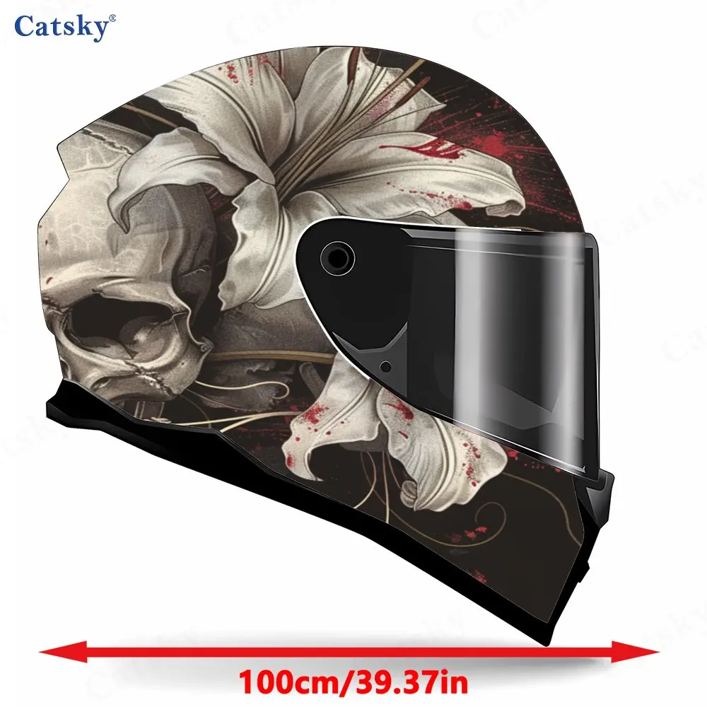 Skull and Flowers Pattern Helmet stickers , PVC Material Multifunctional Helmet Stickers, Scratch-Resistant & Fade-Proof, Easy t