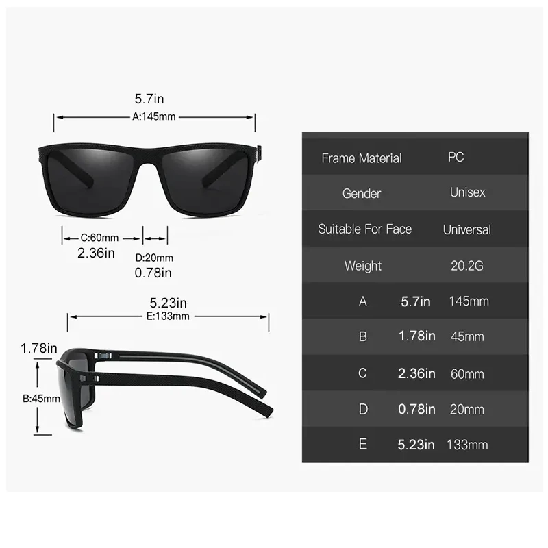 Square Outdoor Sport Sunglasses for Men and Women Lightweight Frame Sun Glasses with UV Protection Eyewear UV400 Gafas De Sol