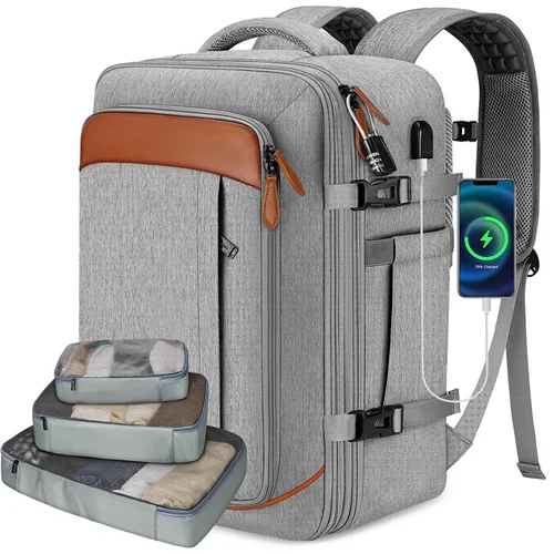 Imagen 2 del producto Mochila de mano, mochila de viaje aprobada por vuelo con 3 cubos de embalaje, bolsa de viaje grande expandible de 40L para computadora portátil de 17,3"", hormiga