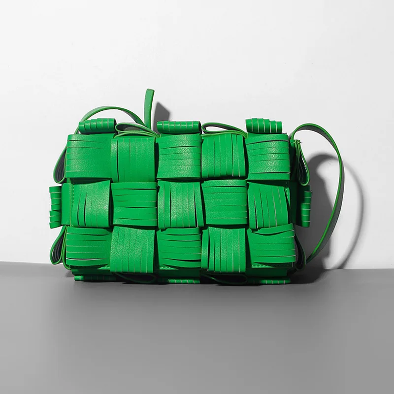 New Arrivals Genuine Leather Knitted Bags Lady Trend Cow Leather Handbags Women Shoulder Bags S4359
