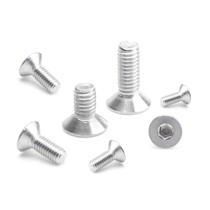 10/30pcs M2 M3 M4 M5 304 Stainless Steel/Black Carbon Steel Hex Hexagon Socket Flat Countersunk Head Allen Bolt Screws