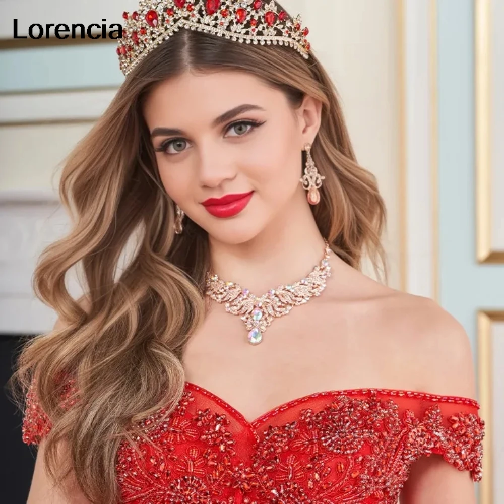 Maßgeschneidertes glitzerndes rotes Quinceanera-Kleid, Ballkleid, Pailletten, Applikation, Perlenstickerei, mexikanisches Korsett, Sweet 16, Vestidos de 15 Años YQD994