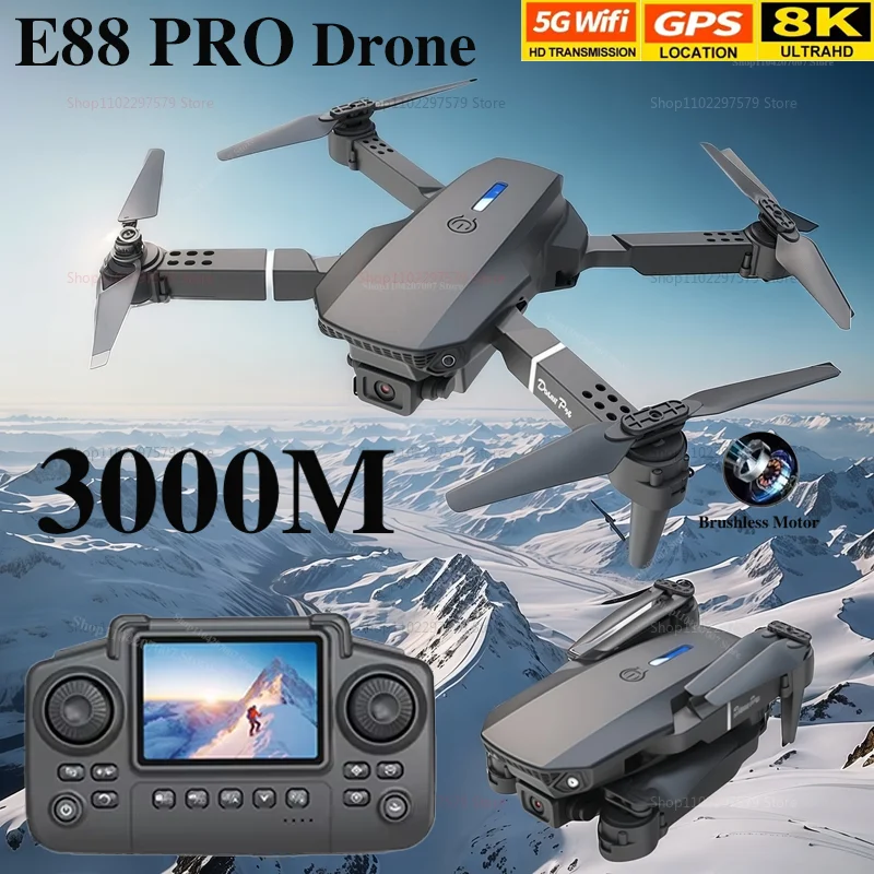 Drone profissional e88 pro 8k hd câmera grande angular wifi fpv altura segurar dobrável rc drone quadrotor helicóptero brinquedos das crianças