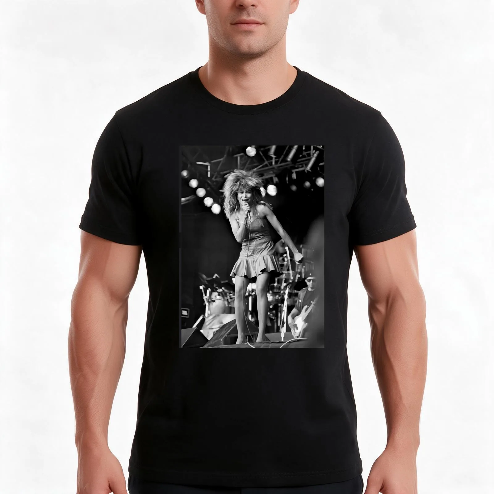 Rip Queen Of Rock Tina Bw T-Shirt Summer Casual Cotton Tee Oversized Streetwear Tops Vintage Graphic Print Unisex Men Women