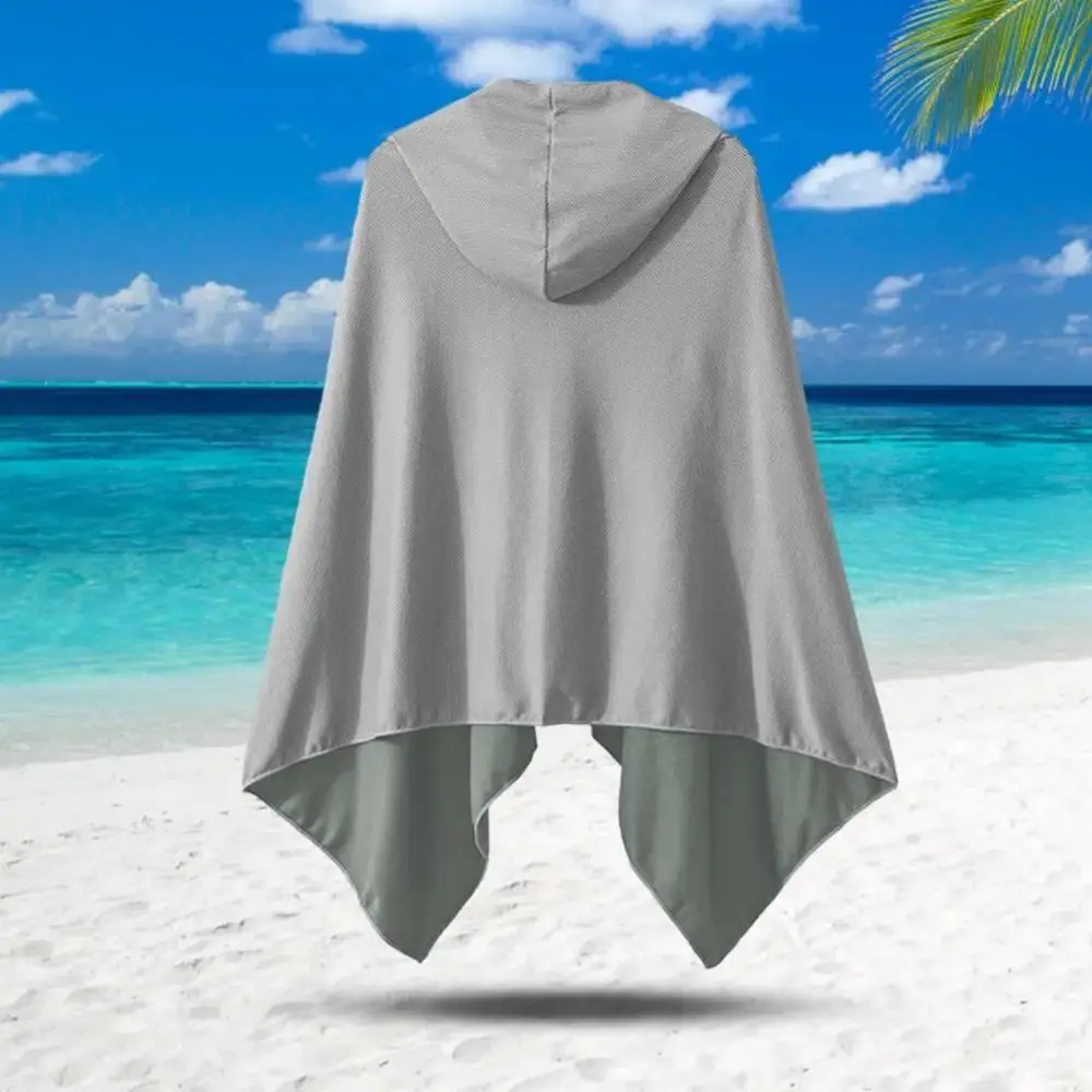 

Creative Sun Poncho Breathable Quick Drying Beach Hooded Cloak UV Protection Snap Button Sports Cooling Cape Beach Activities