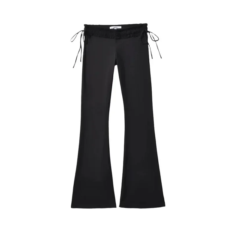 

Pop Low Waist Drawstring Bell Bottom Pants Women's Sexy Slim Fit Elastic Wrap Around Long Trousers Ins Style Casual Fashion