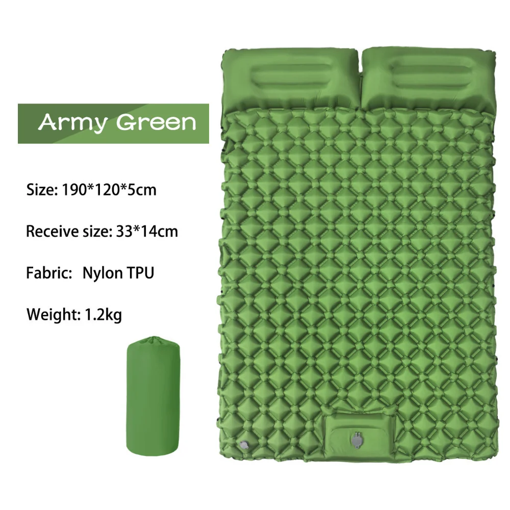 

Portable Double Outdoor Inflatable Mat Camping Tent Sleeping Mat Moisture-proof Mat