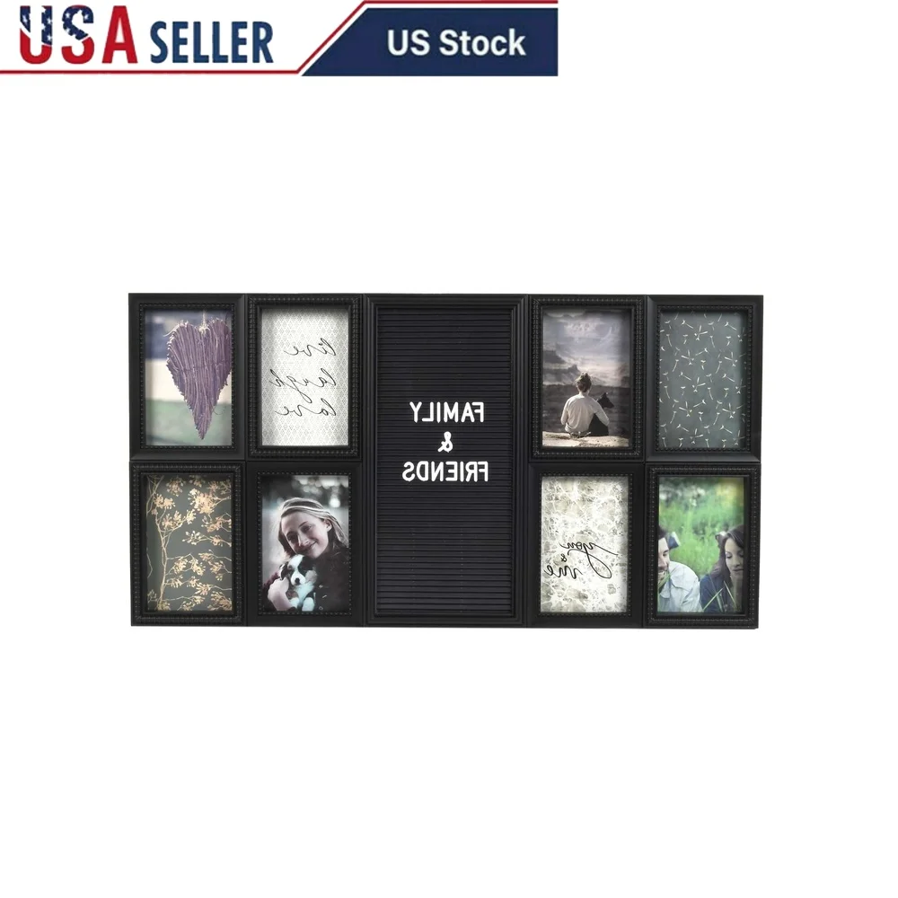 

8 Opening Letterboard Wall Collage Frame Holds 4x6 Photos Includes 144 Customizable Letters Ideal Home Office Gallery Display