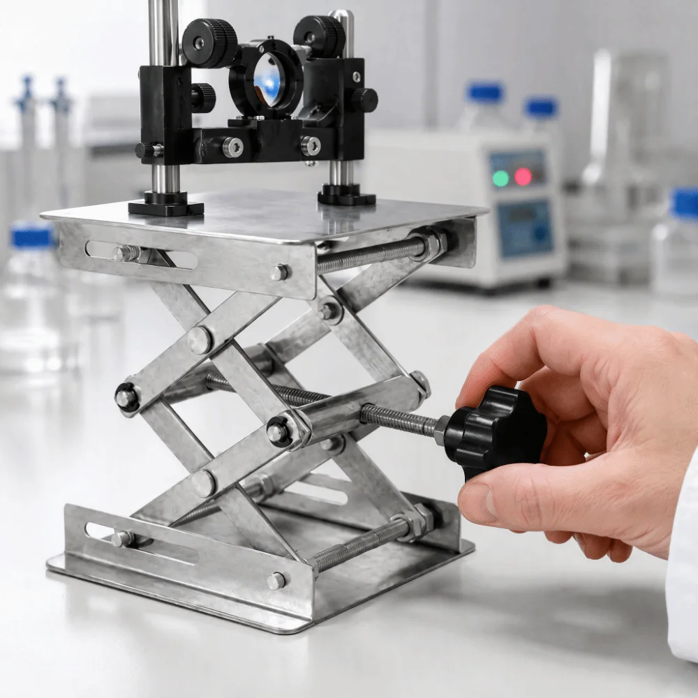 Stainless Steel Lab Jack Silver Adjustable Height Scissor Stand Platform Tabletop Platform Scissor Lift Design Lab Lift Stand