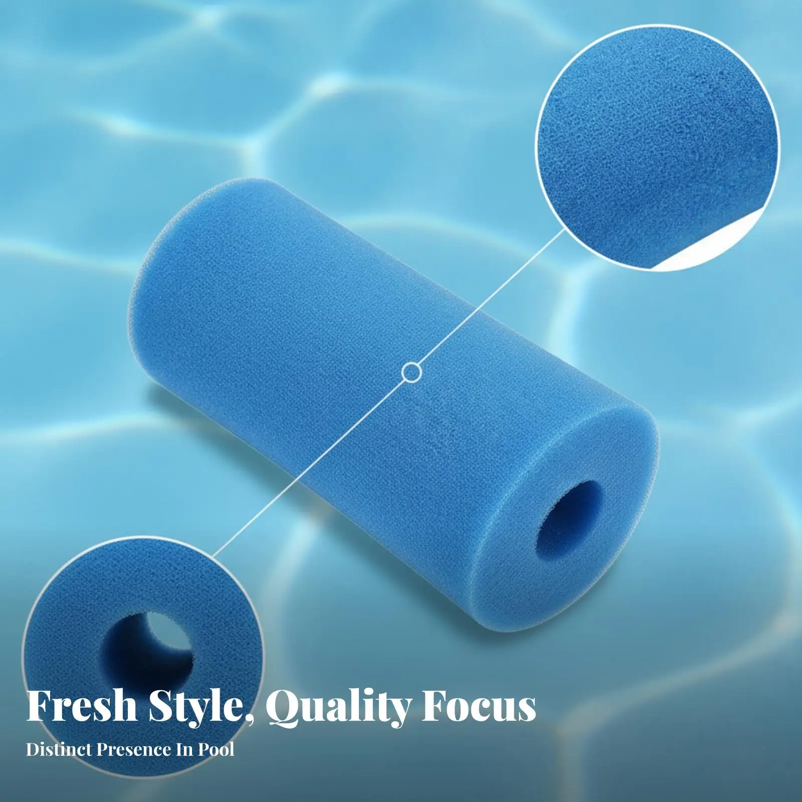 Swimming Pool Skimmer Sponge Blue Cylindrical Foam Reusable Washable Insert for Debris Collection Filtering Maintenance Tool