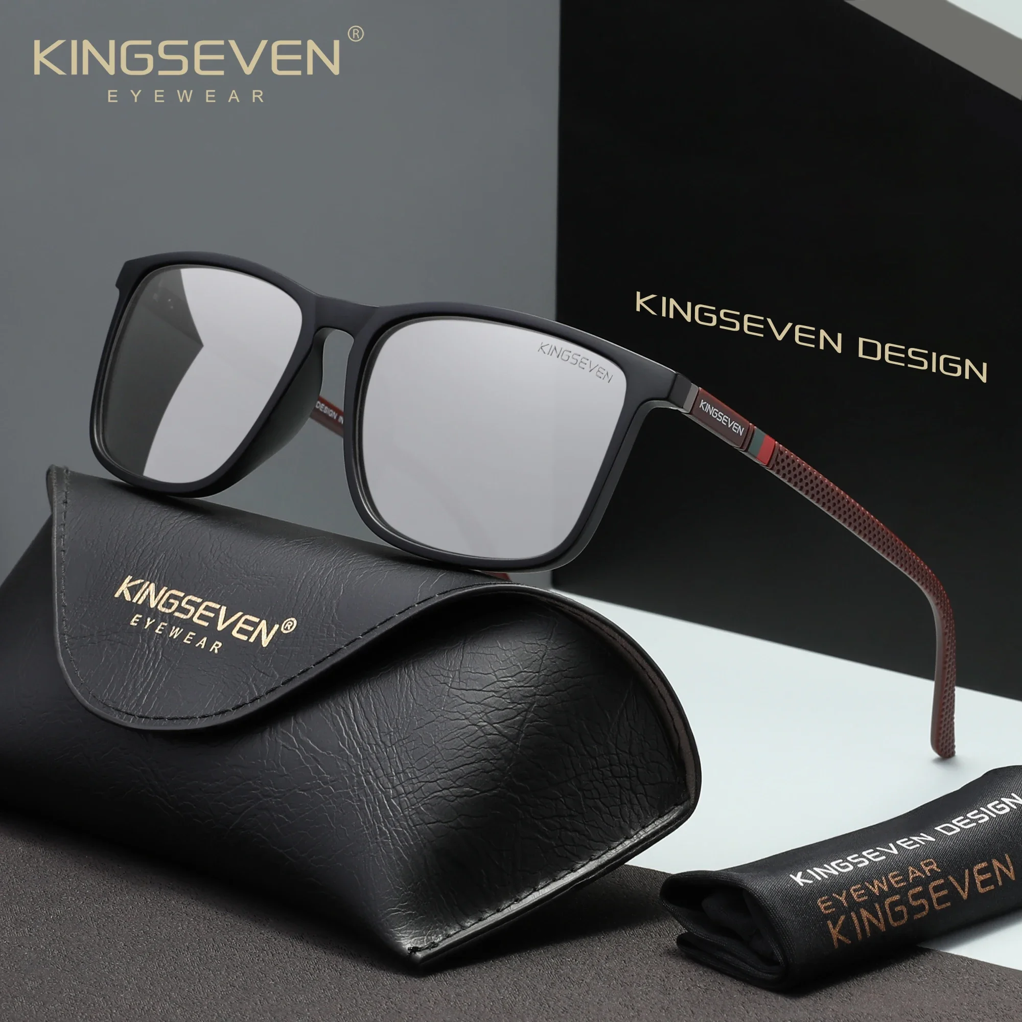 KINGSEVEN Classic Leisure Sunglasses Vintage Unisex Rectangle Design Driving Outdoor Glasses Casual Daily UV400 Shades Eyewear
