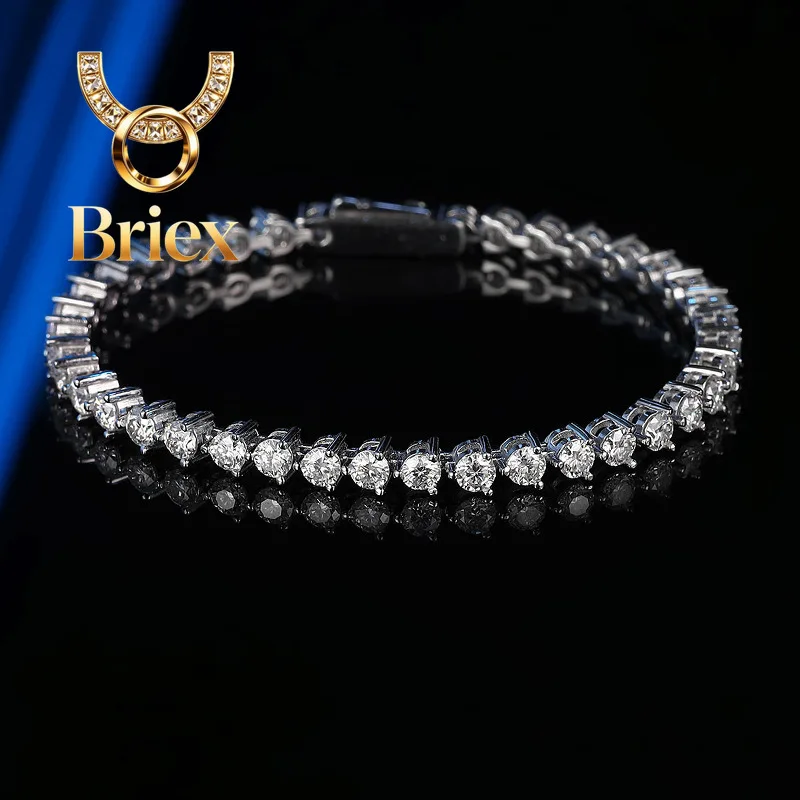 Briex Jewelry Luxury Solid Platinum PT950 Women's 2.5mm 3mm Moissanite Diamond Bracelet Full Diamond Tennis Bracelet