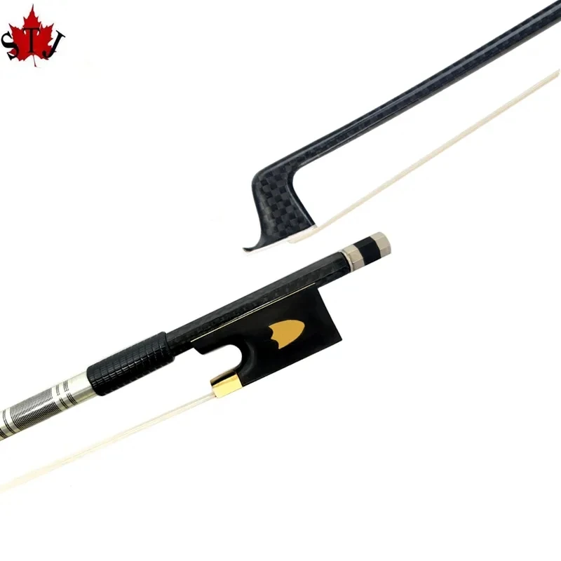 

1Pcs Strong New light black Grid plaid carbon Fiber Round Stick 4/4 violin bow Fiddle Bow,Siberian horsetail horsehair