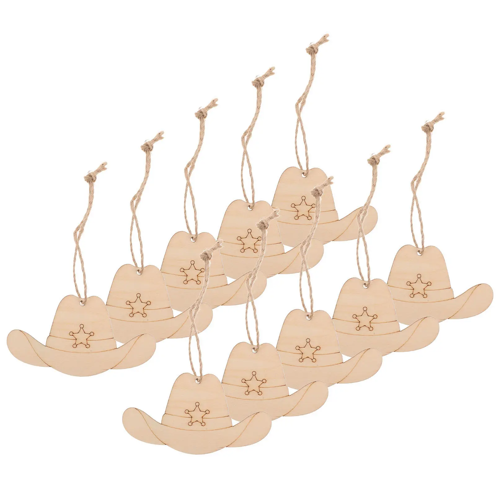 

50Pcs Wood Cowboy Hat Cutouts DIY Craft Blanks Painting Ornaments Western Party Decorations Rustic Wood Slices