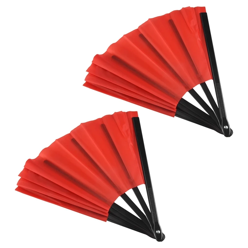 2 Pieces Large Folding Fan Nylon Cloth Handheld Folding Fan Chinese Kung Fu Tai Chi Fan Decoration Fold Hand Fan For Party Favor