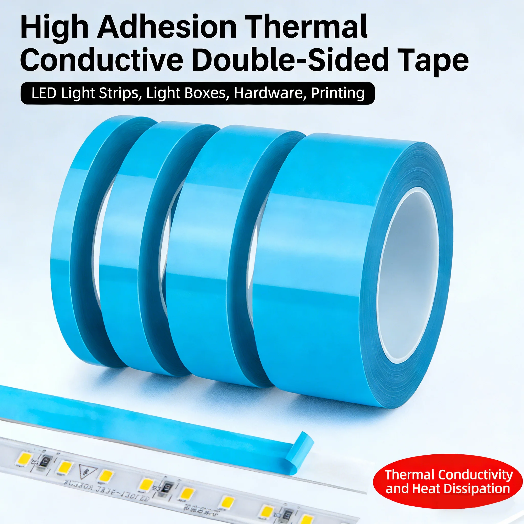 Fita condutora térmica dupla face, resistente ao calor -25 ~ 130 ℃   para automotivo/LED/PCB, adesivo de 20 mm x 10 m