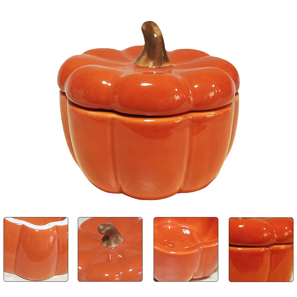 

Household Creative Pumpkin Ceramic Candle Jar Kitchen Storage Can Seasoning Salt Bowl Desktop Snack Ornaments