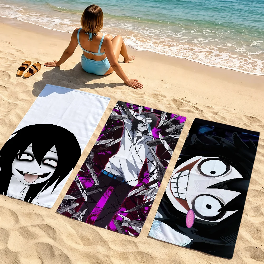 Cartoon Art Jeff The Killer Towel Soft Beach Towels Trip Swim Pool Bathing Towel Gym Spa Home Decor Gift Holiday