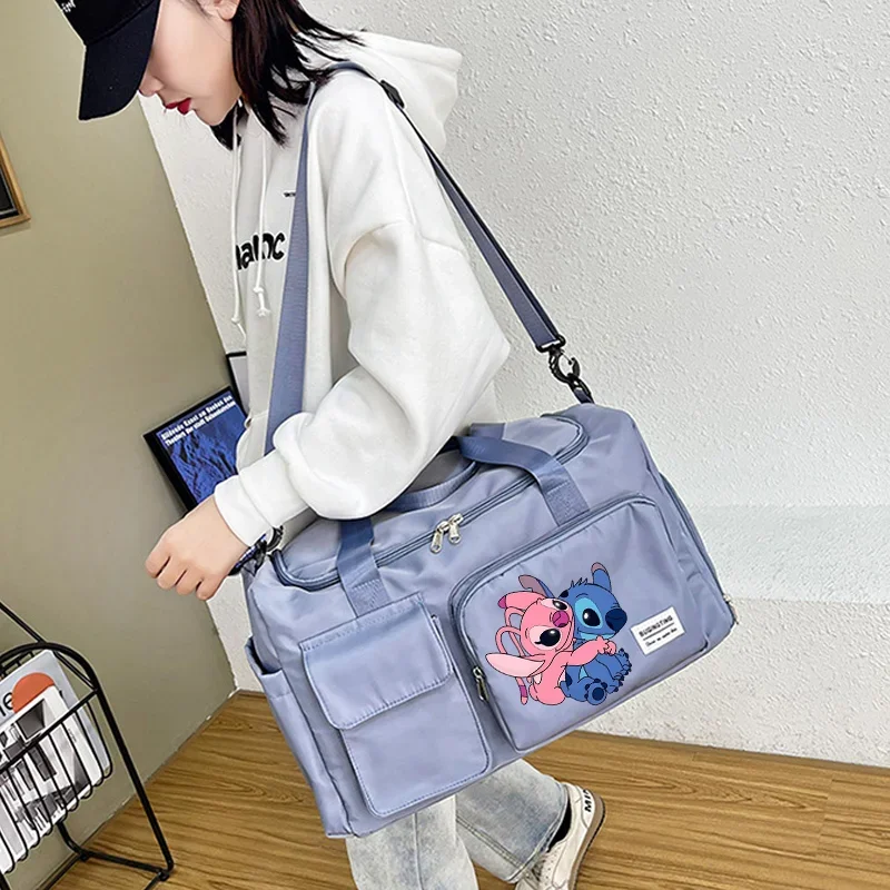 Stitch Disney Women Man Carry on Travel Bag Large Capacity Gym Weekend Duffle Bags Shoe Compartment Sport Fitness HandBag Gift