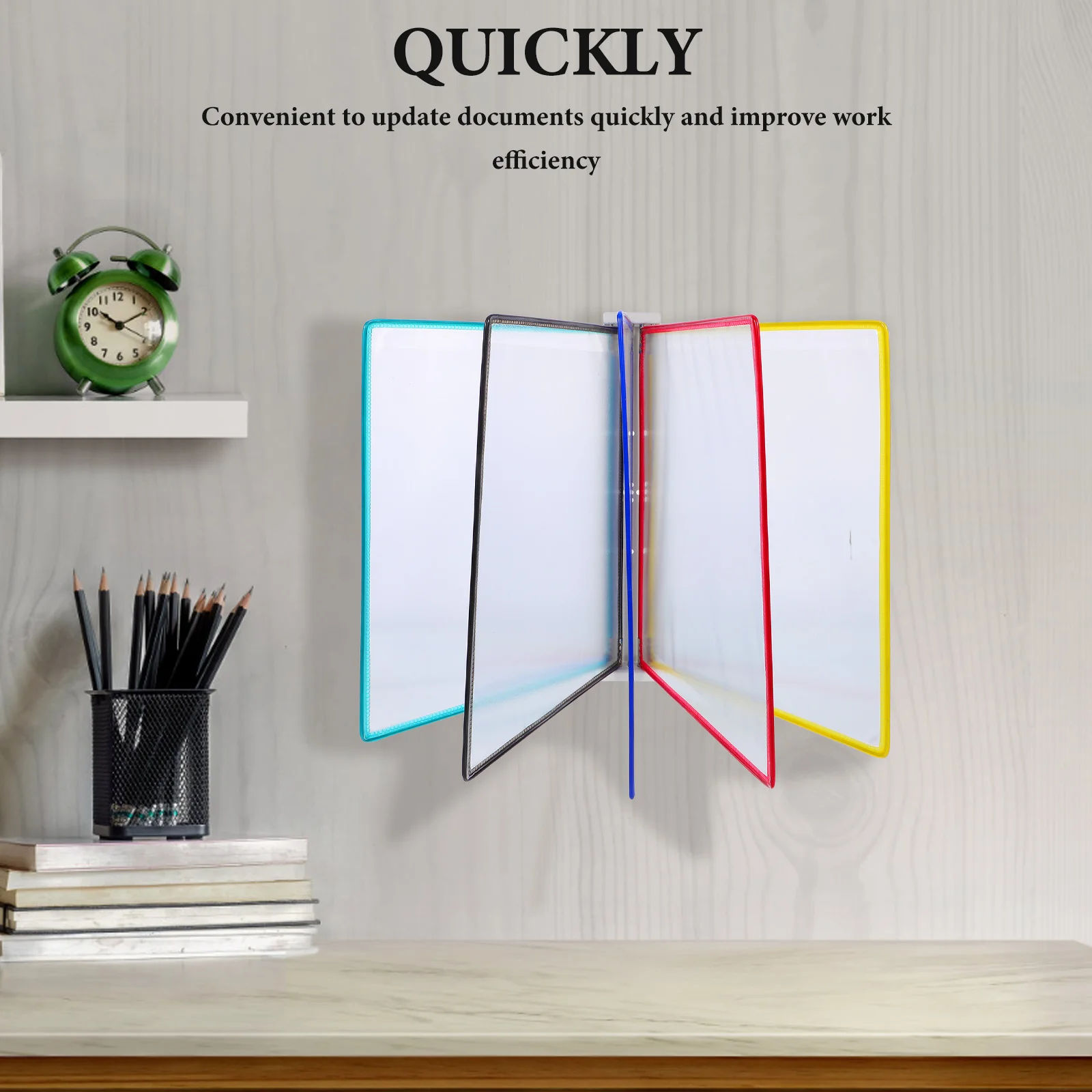 Wall Mounted A4 File Folder Holder 5 Page Flip Document Rack Magazine Wall Display Organizer Holder For Office Classroom