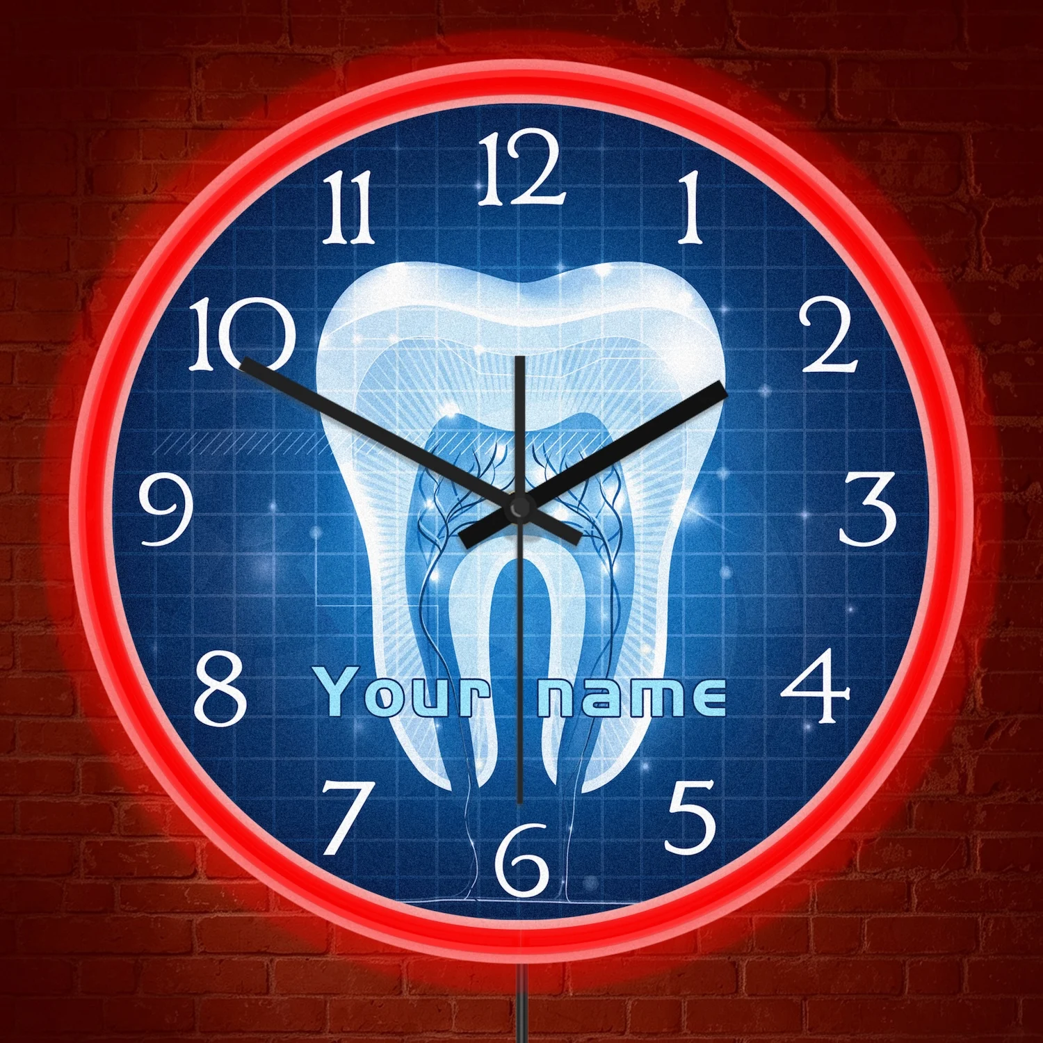 Anatomy Tooth Diagram Neon Wall Clock for Dentist Office Dental Clinic Business Display Illuminated Sign Luminous Wall Clock