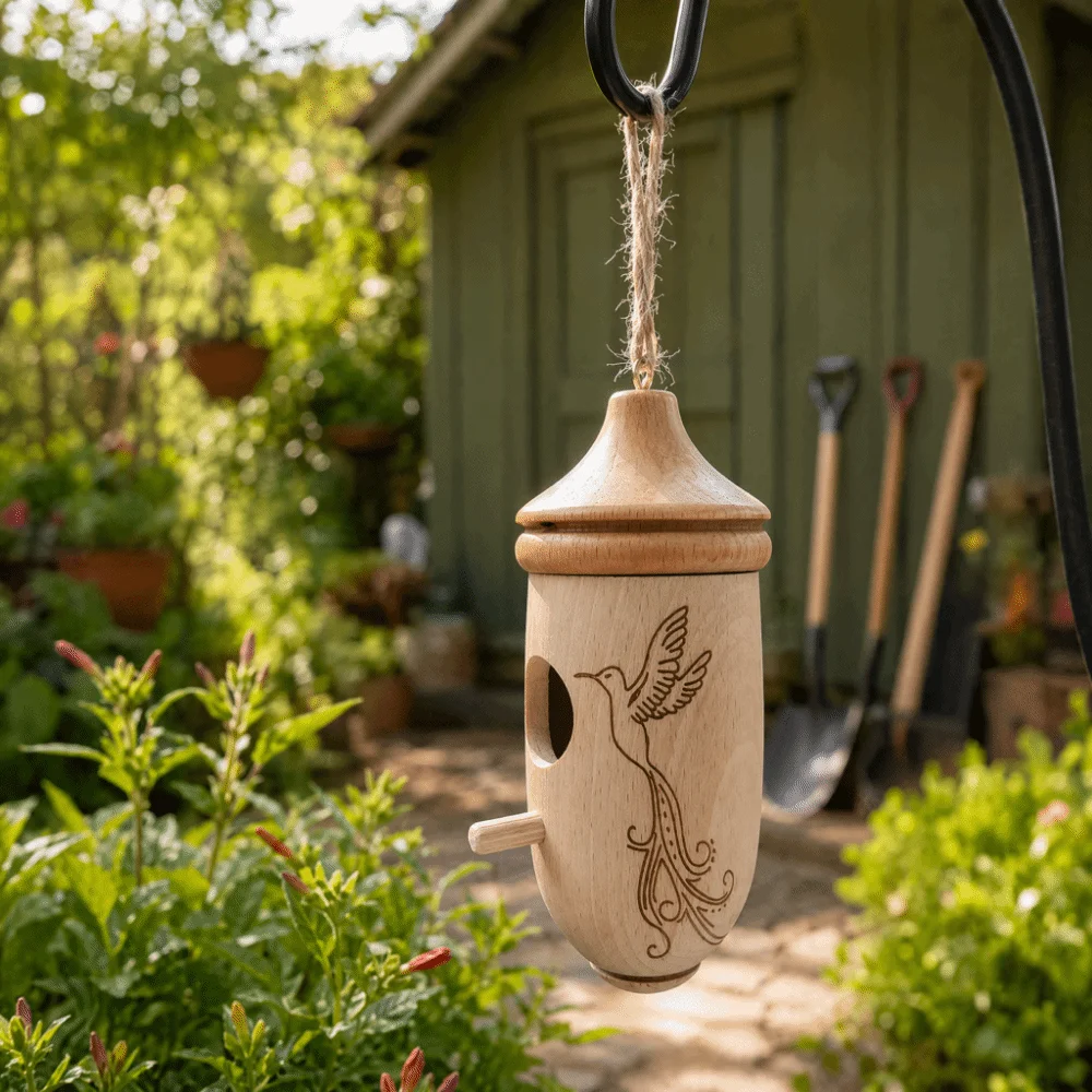 Birdcage Wooden Hummingbird House Mini Handmade Hanging Bird House Weather-Resistant Easy Install Pet Cottage Outdoor Decoration