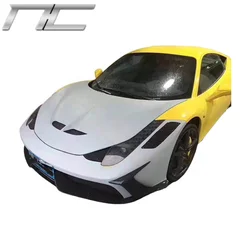 High-Quality SP Style Fiberglass+Carbon Fiber Material Front Bumper Engine Hood Body Kit For Ferrari 458 Italia