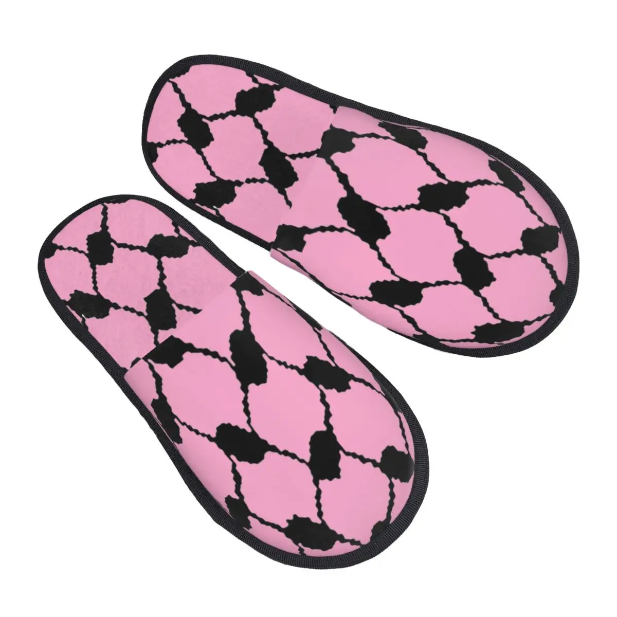 Custom Arabic Keffiyeh Traditional Pattern Guest Slippers for Bedroom Women Tatreez Embroidery Art House Slipper