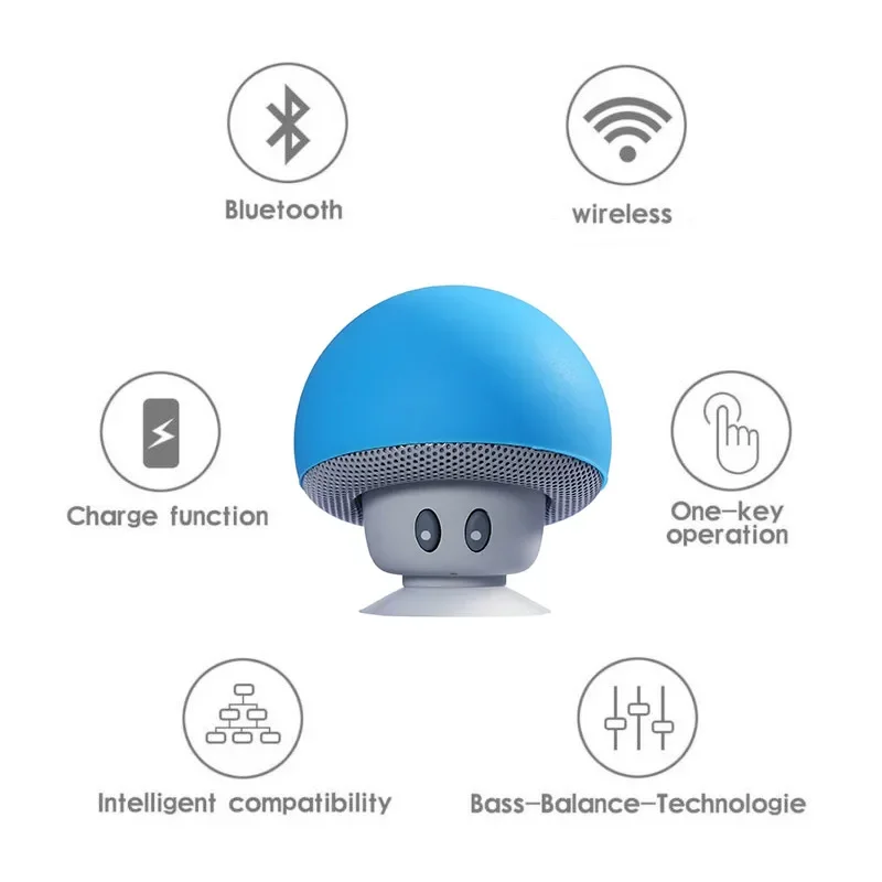 Cartoon Cuteness Mini Mushroom Speaker Bluetooth Wireless MP3 Music Player for Mobile Phone Computer Waterproof Stereo Subwoofer