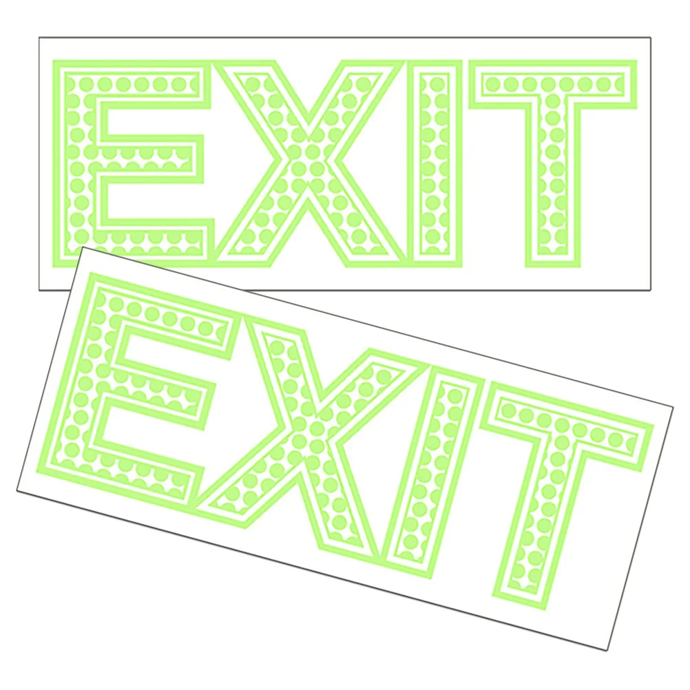 2 Sheets Stickers Export Sign Glow in The Dark Exit Decals Wall Floor Guide Adhesive