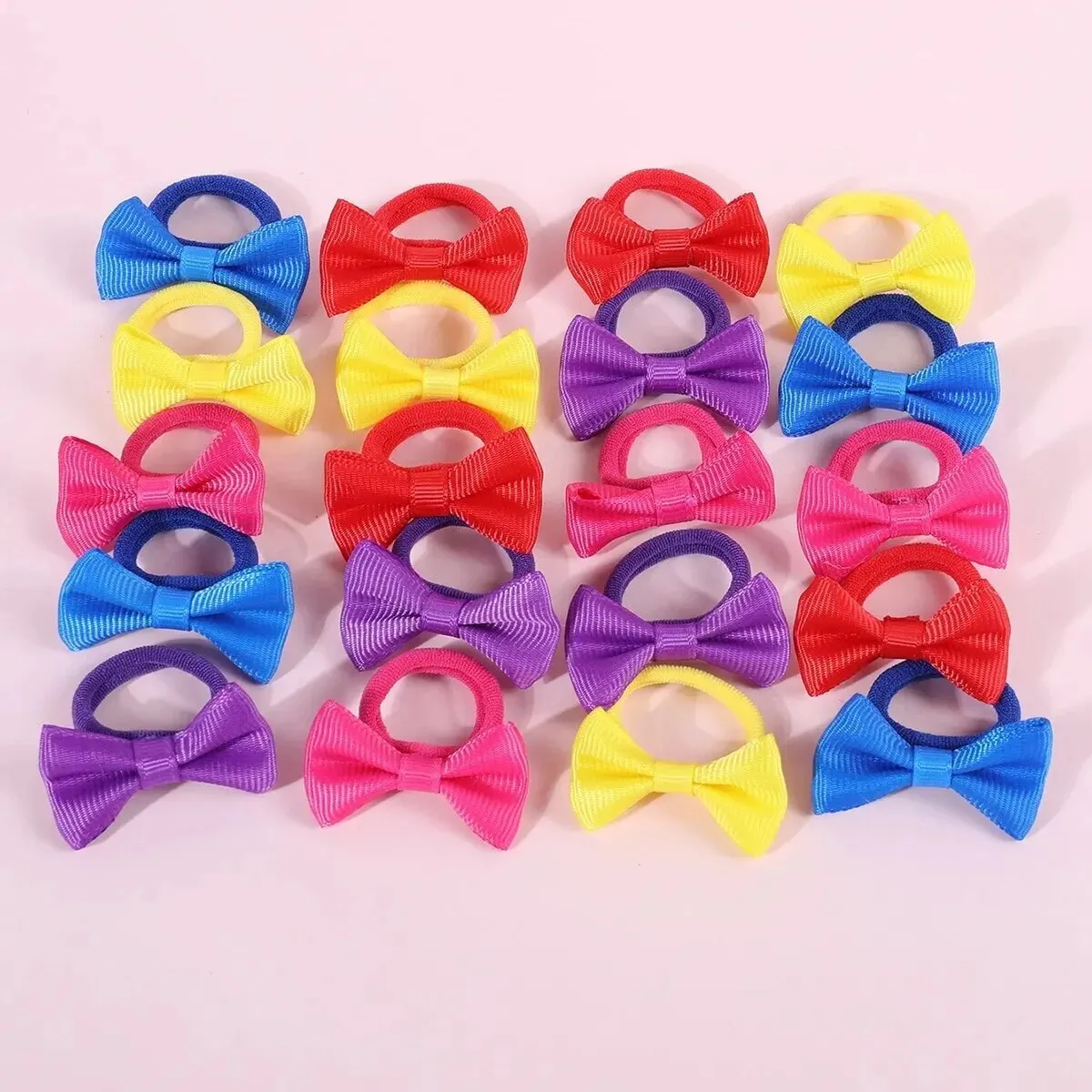 120PCS Hair Accessories Set For Girls Colorful Bowknot Hair Band Children Ponytail Holder Hair Ties Kids Elastic Rubber Bands