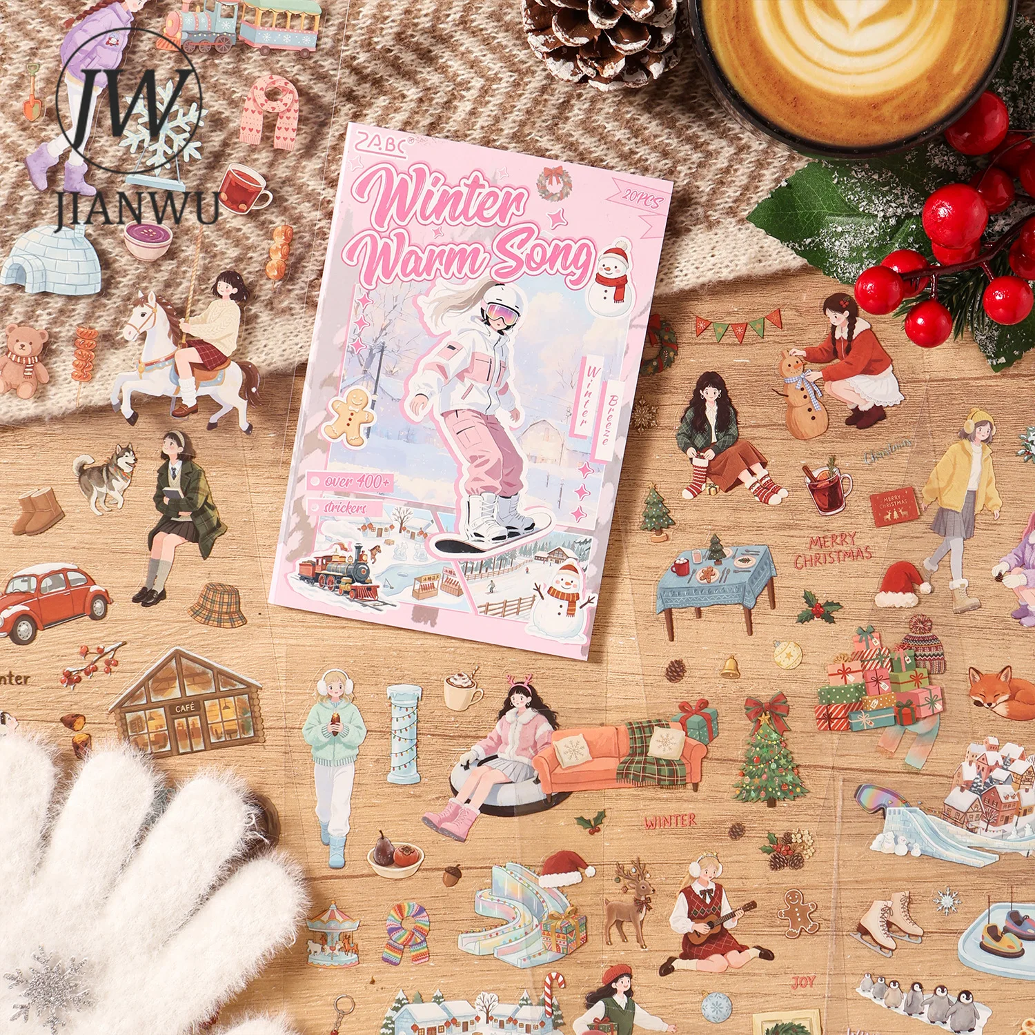 JIANWU Cute Girl Character Season Travel Life Landscape Material Collage Scrapbooking PET Sticker Book Journal Stationery