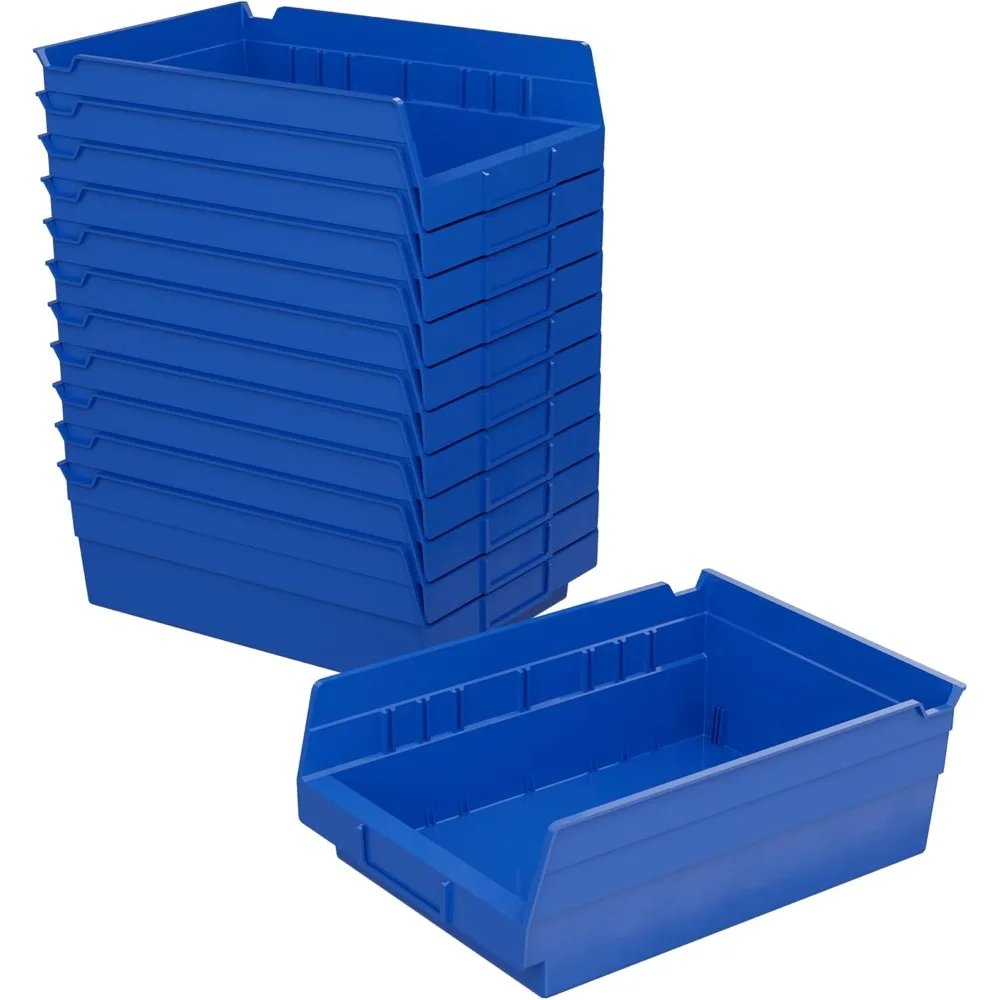 Plastic Organizer and Storage Bins for Refrigerator, Kitchen, Cabinet, or Pantry Organization, 12-Inch x 8-Inch x 4-Inch, Blue